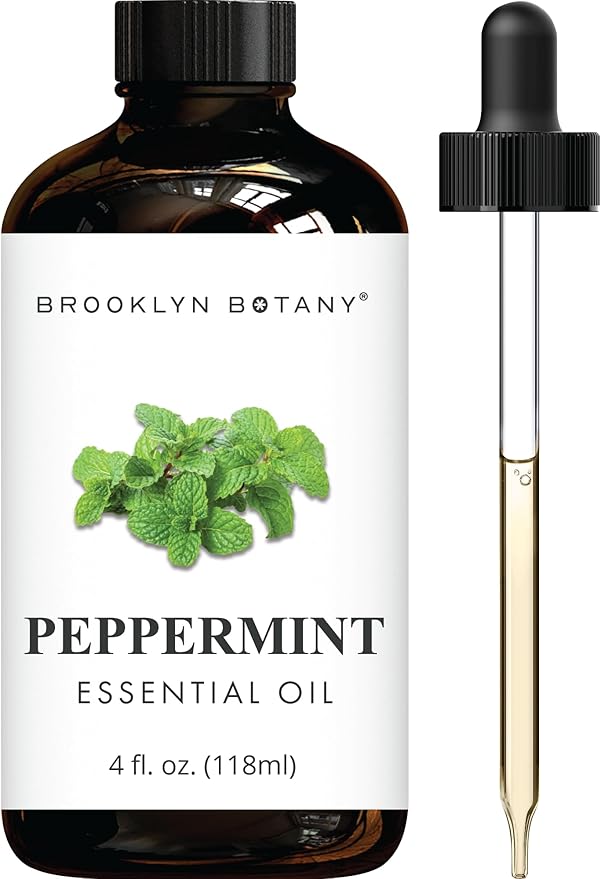 Brooklyn Botany Peppermint Essential Oil - Huge 4 Fl Oz - 100% Pure and Natural - Premium Grade with Dropper - for Aromatherapy and Diffuser