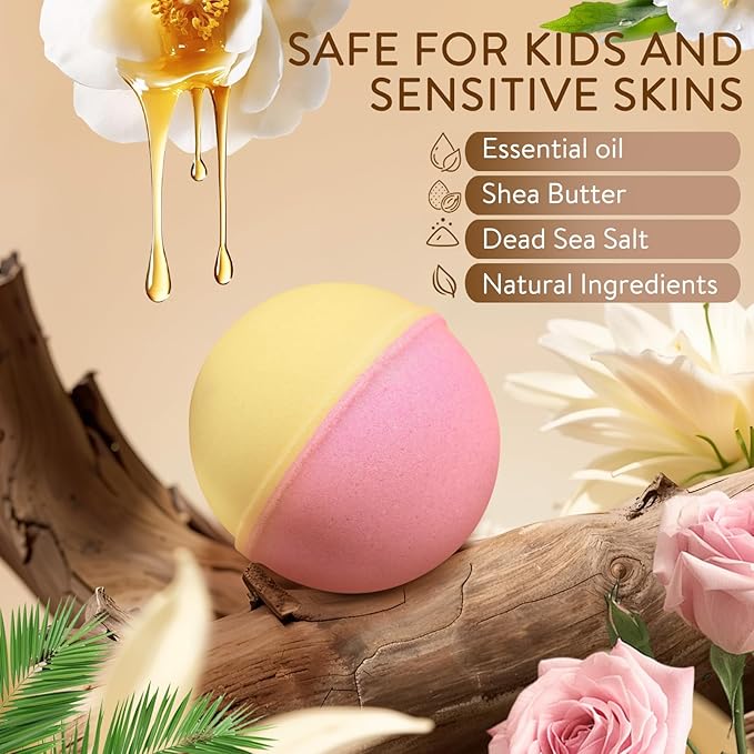 Bath Bombs for Women, 20 Pcs Natural Bath Bombs Spa Gift Set with 10 Unique Scents, Handmade Fizzies with Shea Butter for Dry Skin Moisturizing, Organic Relaxing Bubble Bath, Ideal Gift for Mom Wife