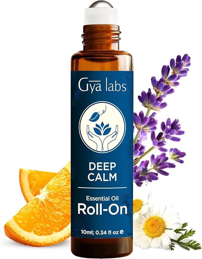Gya Labs Deep Calm Essential Oil Roll On - 0.34 Fl Oz - Travel Size Roller for Camping, Skin, Aromatherapy Relief, Convenience