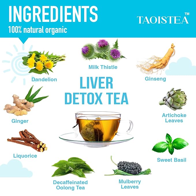 TAOISTEA Colon & Liver Detox Tea Set - 2 Herbal Blends, 14 Day Supply Each | Dual-Action Cleanse for Gut Health, Liver Detox & Daily Wellness