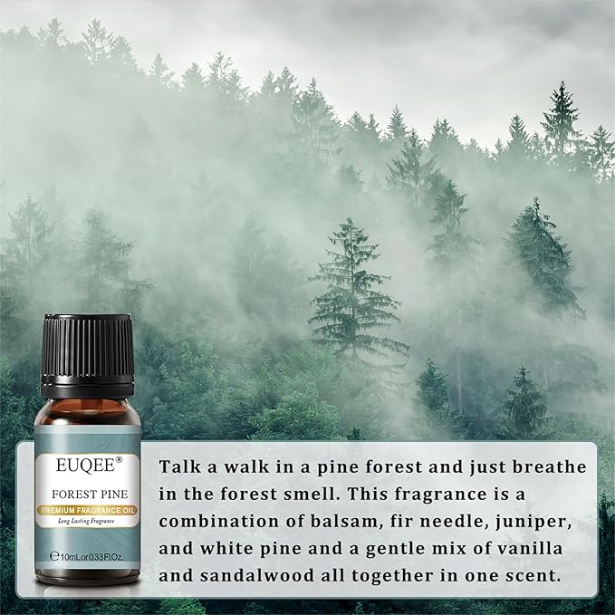 EUQEE Nature Air Premium Grade Scented Oils Gift Set - Sea Breeze, Forest Pine, Bamboo & Teak, Cedarwood, Sandalwood, Freesia (10ml)