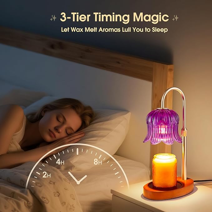 Candle Warmer Lamp Adjustable Timer Electric－Purple Flower-Shaped Wax lamp