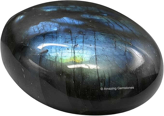 Amazing Gemstone Labradorite Crystals, Healing Stones - Large Palm Stone Crystals Piedra for Good Luck, Balanced Positive Energy, Meditation - Unique Stocking Stuffers, Birthday Gifts for Women, Men