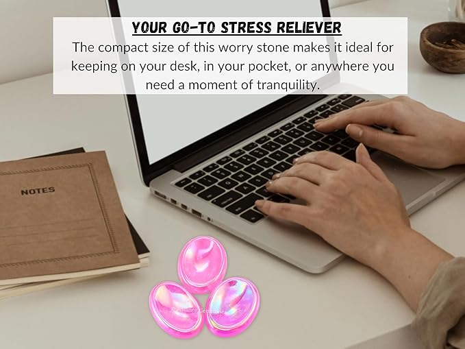 Amazing Gemstone Angel Aura Rose Quartz Worry Stone Crystals & Healing Stones - Worry Stones for Stress Relief Gifts - Piedra Crystal Fidget for Meditation - Stocking Stuffers and Birthday Gifts