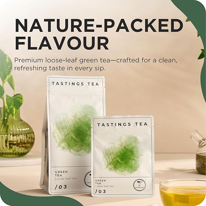 Tastings Tea Green Tea - 2.75 oz Loose Leaf | Enhanced Focus & Mental Clarity | Practice Mindfulness