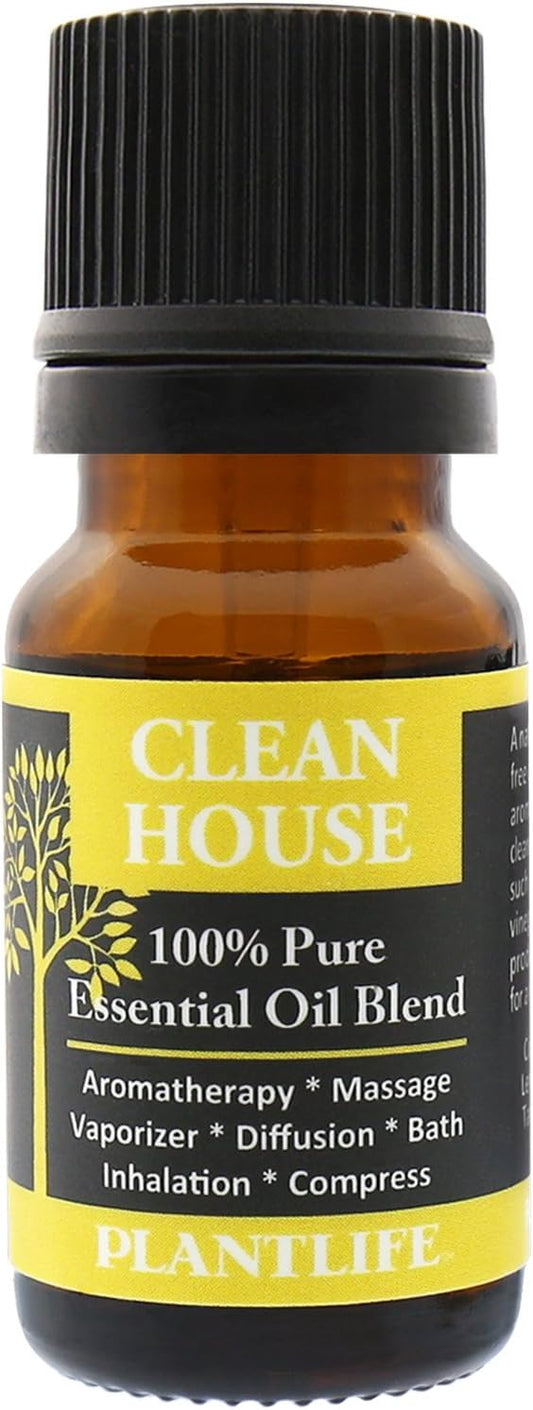 Plantlife Clean House Aromatherapy Essential Oil Blend - Straight from The Plant 100% Pure Therapeutic Grade - No Additives or Fillers - Made in California 10 ml