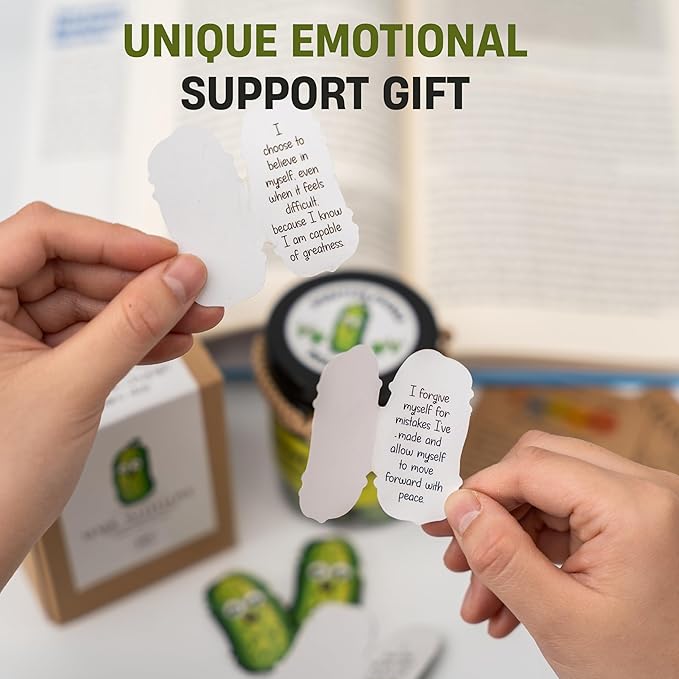 60 Positive Pickle Cards Jar, Affirmation Cards For Women, Teens, Stocking Stuffers, Christmas Gifts For Women Mom, Gifts For Women, Teacher Gifts, White Elephant Gifts, Teen Girl Gifts Trendy Stuff