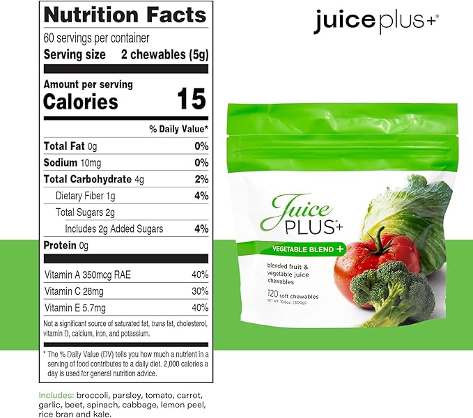 JuicePlus+ Fruit & Vegetable Blend Soft Chews - Tasty Vegan Fruit, Veggie Gummy Vitamins for Adults & Kids - 4 Month Supply 4 packs (2 of each flavor)