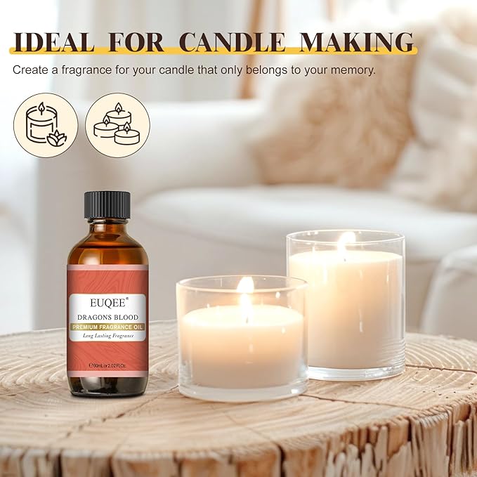 EUQEE Dragons Blood Fragrance Oils, 60ml Scent Essential Oils with Glass Dropper for Diffusers, Soap Making, DIY Bath Bombs - 2.02Fl oz