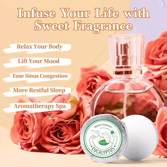 Shower Steamers Aromatherapy - Christmas Gifts for Women, 8 Pack Pure Essential Oil Shower Bombs for Home Spa Self Care, Eucalyptus Stress Relief and Relaxation Gifts for Her Stocking Stuffers Yellow