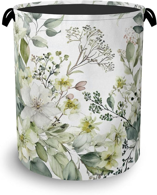 Flowers Plants HerbsLaundry Hamper,Dirty Clothes Laundry Basket with Handles Waterproof Oxford Cloth Storage Basket for College Dorms Bathroom Bedroom 16" x 20.8"