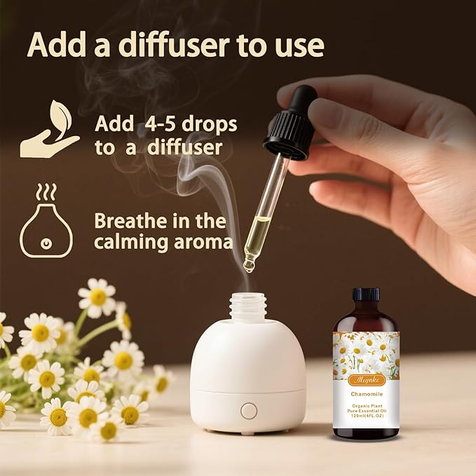 Chamomile Essential Oil-Chamomile Fragrance Oil 4.33oz (130ml)-100% Pure Natural Scent for Diffusers, Candles, Soap Making & Aromatherapy-Relaxing Home & Gift Essential Oil for Bath, Massage