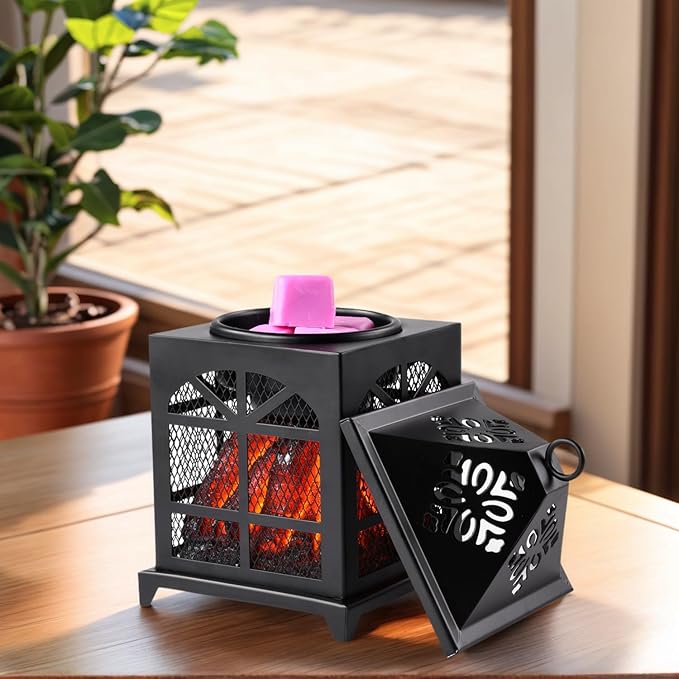 Dicimi Electric Wax Melter, House Shape Warmer, Creates Cozy Campfire Ambiance, 18W Energy-Saving, for Wax Cubes & Oils, Matte Black Farmhouse Home Decor