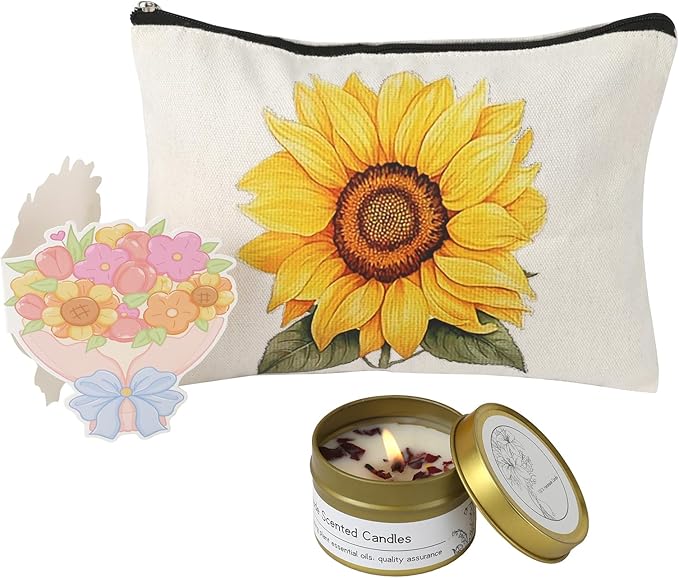 Birthday gifts for women, sunflower gift baskets, care package,sending you sunshine gift box for women with coffee mug and sunflower crochet, unique sunshine themed gift box.
