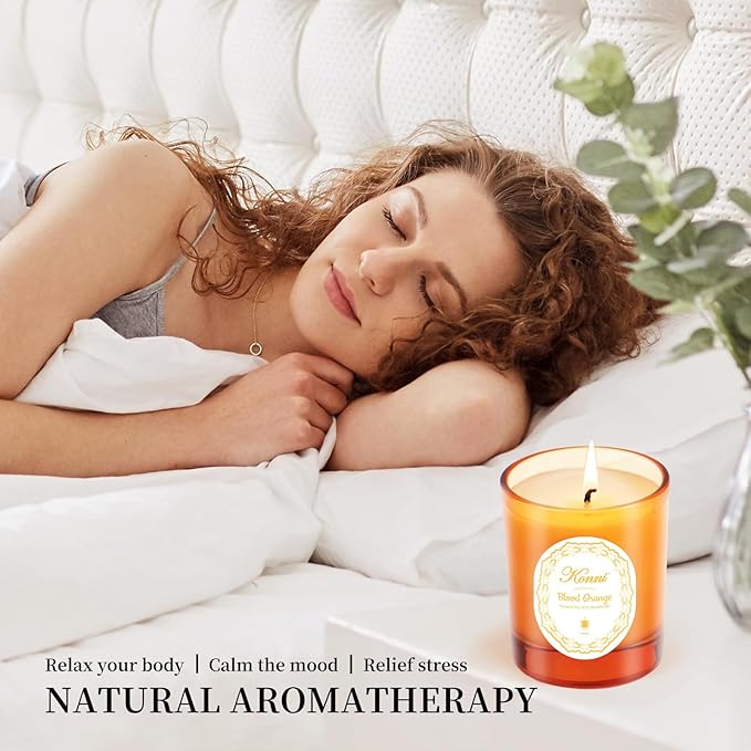 KONNI Scented Candles,Aromatherapy Candle, 7oz Natural Soy Wax Jar Candles, 40 Hour Burn Time, Home Scented Gift for Women & Men Christmas Birthday Mom Friends Blood Orange Soy Candle