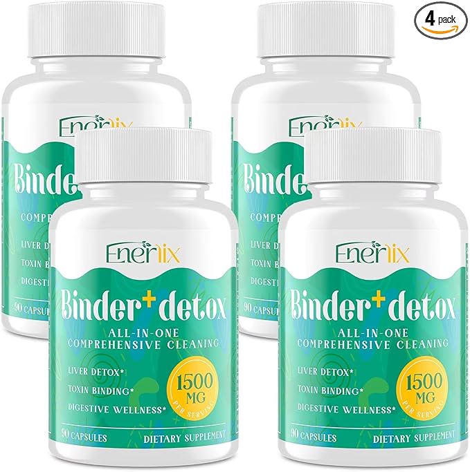 15-in-1 Detox Binder, Activated Charcoal, Zeolite & Bentonite Clay, Chlorella, 1500 MG Detox Supplement Maximum Absorbent, Liver Gut Digestive Detox Cleanse, 360 Vegan Capsules