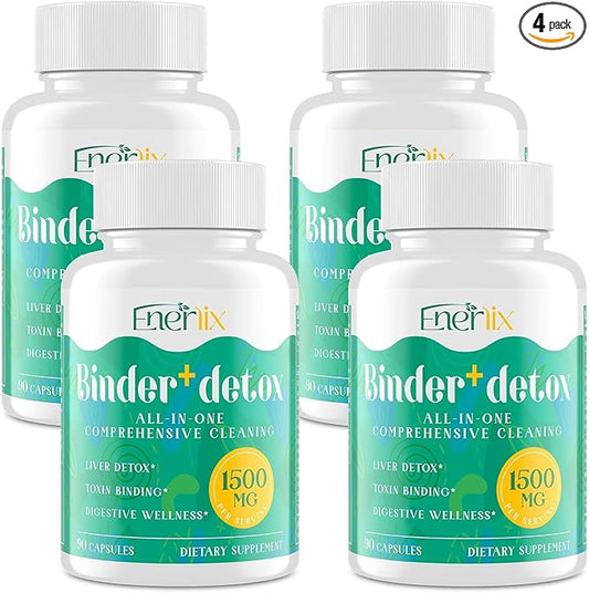 15-in-1 Detox Binder, Activated Charcoal, Zeolite & Bentonite Clay, Chlorella, 1500 MG Detox Supplement Maximum Absorbent, Liver Gut Digestive Detox Cleanse, 360 Vegan Capsules