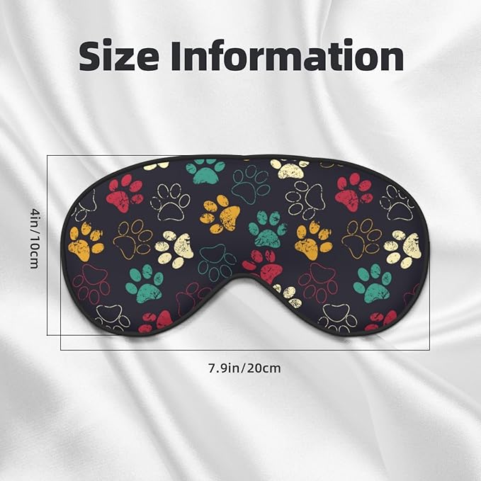 Colorful Paw Print Sleep Mask for Sleeping, Soft Comfort Eye Shade, Blackout Eye Cover, Deep Rest, Travel, Nap, Meditation