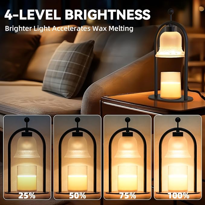 Candle Warmer Lamp with Timer Dimmable, Vintage Black Home Decor for Bedroom, Housewarming Birthday Gifts for Women Mom, Wax Melter Warmer for Jar Candles with 2 Bulbs
