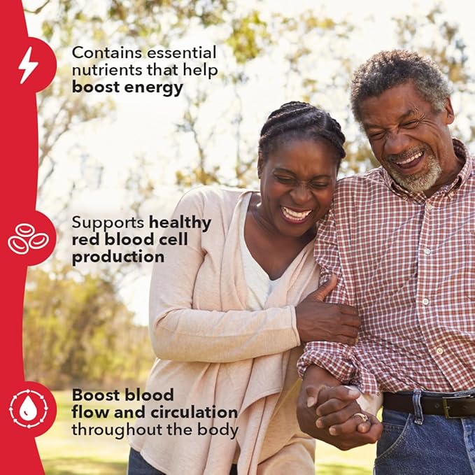 LifeSeasons Blood Nourish-R - Iron Supplement - Non Constipating - Supports Anemia, Fatigue, Paleness & Dizziness - Blood Building - Iron, Alfalfa, Raspberry & Vitamin B-12-60 Capsules (Pack of 2)