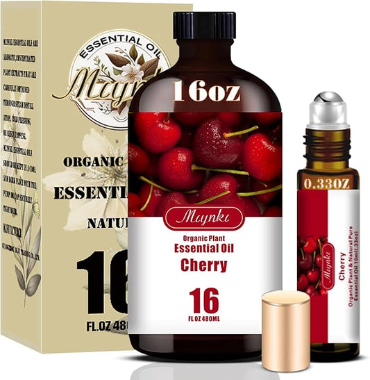 Cherry Fragrance Oil-Cherry Essential Oil 16.33oz (490ml)-100% Pure Natural Scent for Diffusers, Candles, Soap Making & Aromatherapy | Relaxing Home & Gift Essential Oil for Bath, Massage