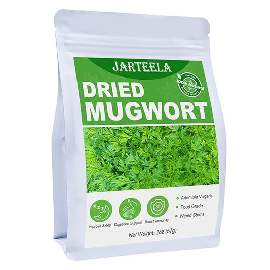 Jarteela - Premium Dried Mugwort Herbs - 2oz/57g - Natural Herbs Loose Leaf For Mugwort Tea - Non-GMO - Caffeine-free