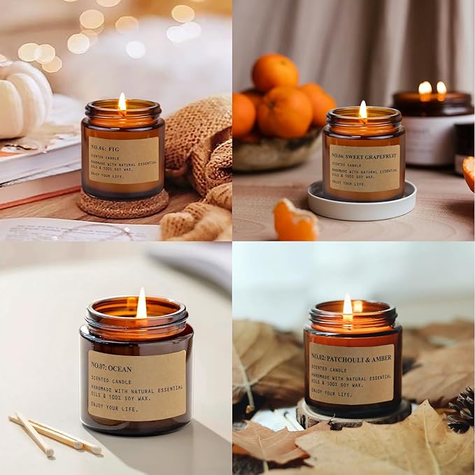 8 Pack Candles for Home Scented,Aromatherapy Jar Candle Gifts for Women, Natural Soy Wax Amber Candle Set, Scented Candles Set for Birthday Valentine Mother's Christmas Day Present