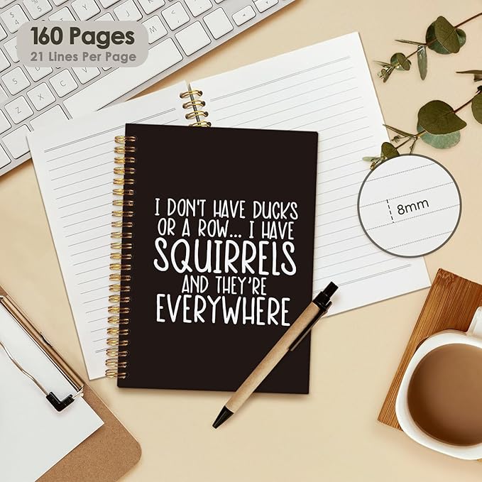 Funny Office Spiral Notebook, Work Journal Notebook for Women Men Coworkers, Funny Office Supplies, I Don't Have Ducks or a Row Hardcover Notebooks 5.5x8.3