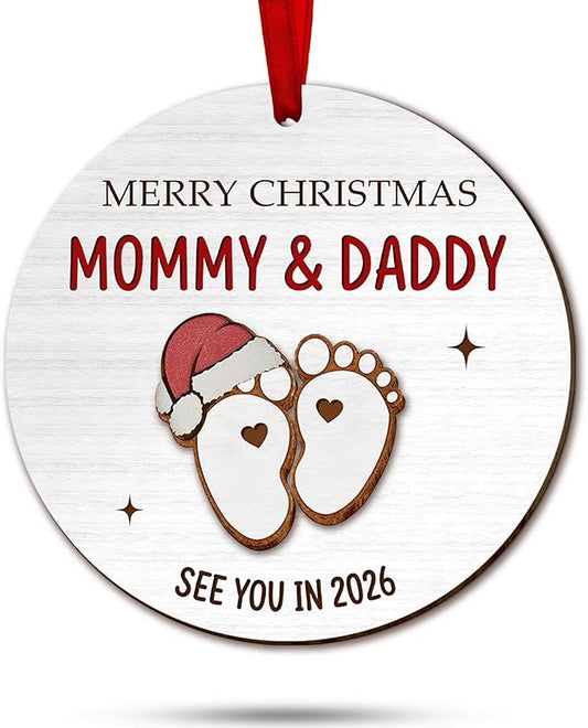 Pregnancy Gifts for Expecting Mom Dad - Pregnancy Announcement for Husband Wife, Gender Reveal gift, Baby Announcement Gifts - mom to Be, Pregnant gift, New Mommy Daddy, New Parents Ornament