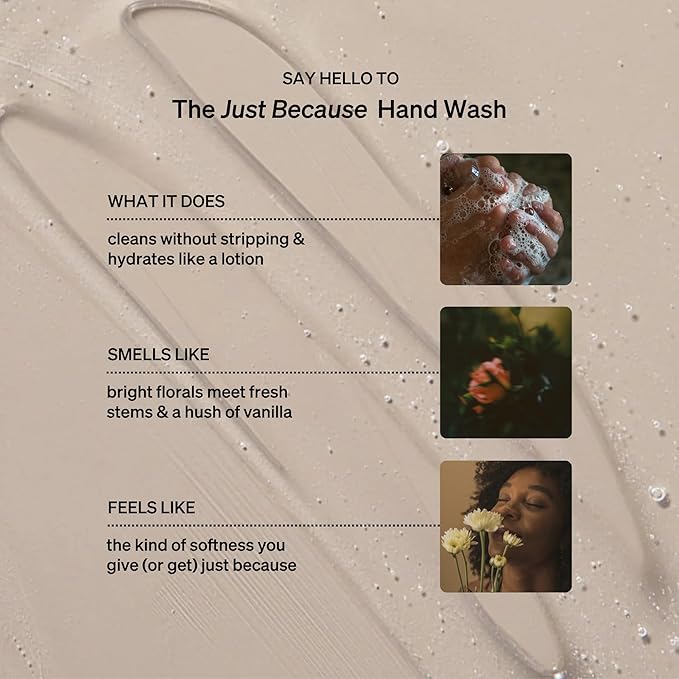 Loved01 Hand Wash, Just Because Liquid Hand Soap, Gentle & Hydrating, Cruelty-Free, Formulated with Nourishing Oils & Soft Floral Scent, 2-Pack (15 oz each)