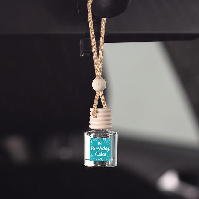 CANDECraftCo Car Air Hanging Fragrance Oil, Car Auto Freshener for Essential Oils, Scents Fragrance Aromatherapy Automobile Diffuser, Long Lasting (Birthday Cake)