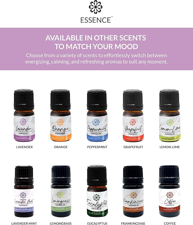 Essence Lavender Essential Oil – Pure & Therapeutic Grade – Perfect for Aromatherapy, Diffusers & Recharging Essence Nasal Diffuser Rings – Natural Stress & Mood Support (5mL)