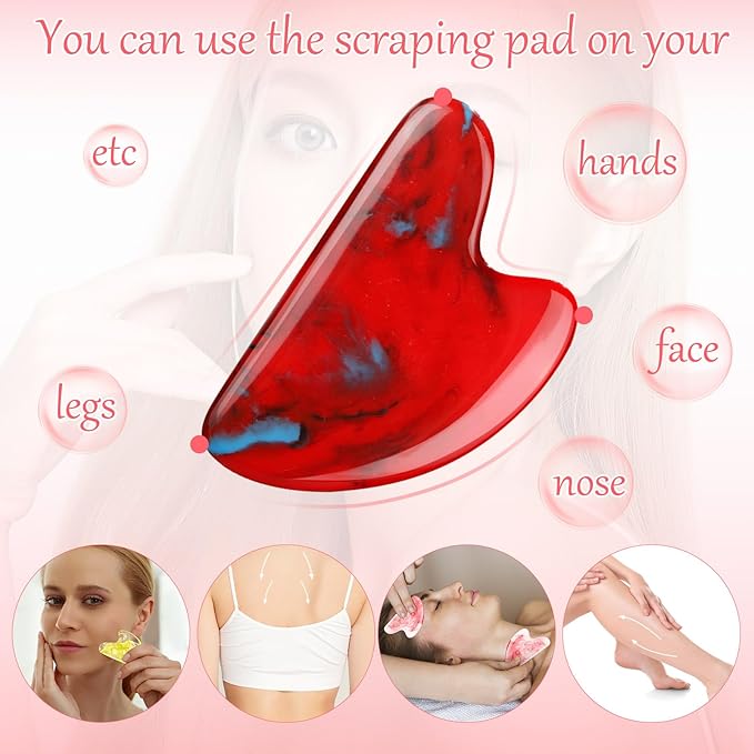 Sherr 16 Pcs Gua Sha Facial Tools Gua Sha Stone Facial Massage Tools Face Massager for Body Spa Acupuncture Relieve Muscle Tensions Puffiness