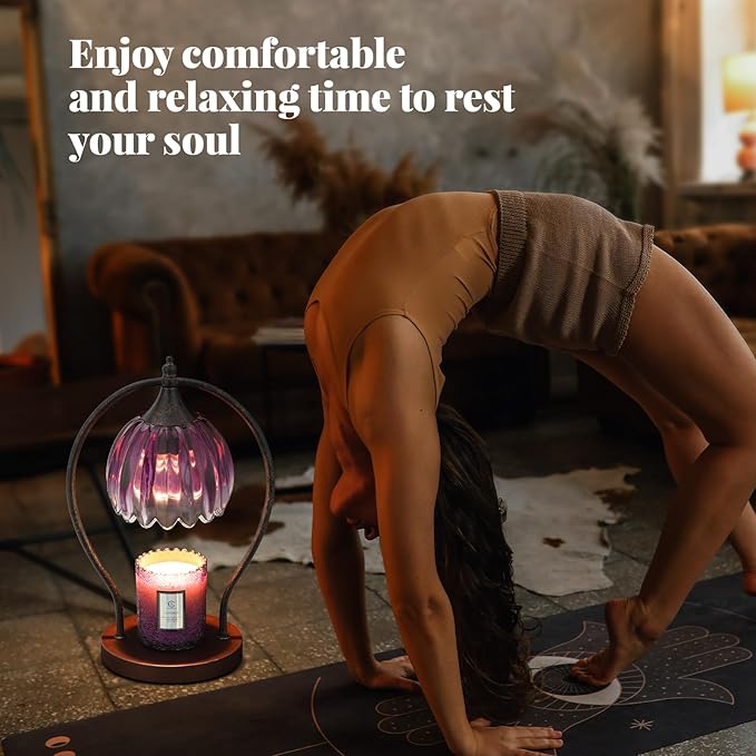 Candle Warmer Lamp, Dimmable Candle Warmer with Timer, Vintage Candles Wax Warmers for Jar Candles Birthday Gifts for Women, Christmas Gifts for Mom, Home Decor for Bedroom Living Room, Purple Black