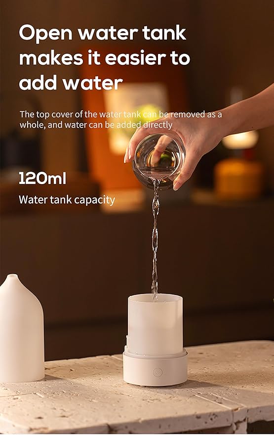 120ML ABS Light & Minimalist Essential Oil Diffuser, Ultrasonic Aromatherapy & Humidifier with 7-Color LED Lights, Whisper Quiet Auto Shut-Off Scent for Home, Office, Yoga