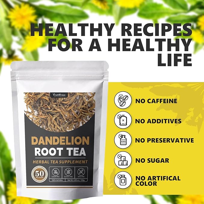 Dandelion Root Tea, Natural Dandelion Herbal Tea for Kidney & Liver Detox, Support Boost Immune System, Caffeine Free, No Additives (1)