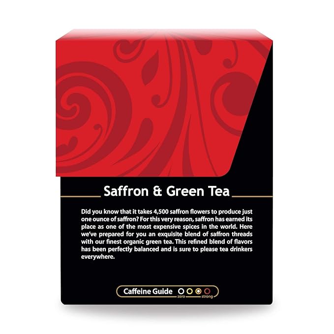 Buddha Teas - Saffron & Green Tea - For Health & Wellbeing - Wild Crafted Tea - With Antioxidants & Minerals - Clean Ingredients - Caffeinated - OU Kosher - 18 Tea Bags (Pack of 1)