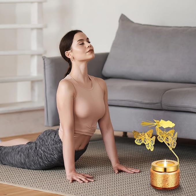 Butterfly Rotating Scented Candles Gift Set for Birthdays, Christmas, Thanksgiving, or As A Unique Present for Your Mom, Sister, Girlfriend, Colleagues, Friends, or A Dear Friend