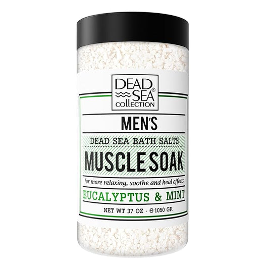 Dead Sea Collection Bath Salts for Men with Eucalyptus & Mint Oils - Muscle Recovery Bath Soak – Mens Pure Dead Sea Salt for Soothing and Relaxing - 37 Oz