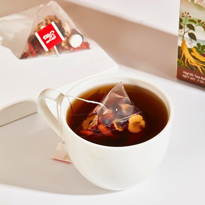 Kidney Tea Formula Ginseng Six Treasure Tea – 10g x 20 Bags Ginseng & Mulberry Herbal Tea Bags, Kidney Cleanse Detox Teas for Men & Women with Goji, Red Dates & Maca