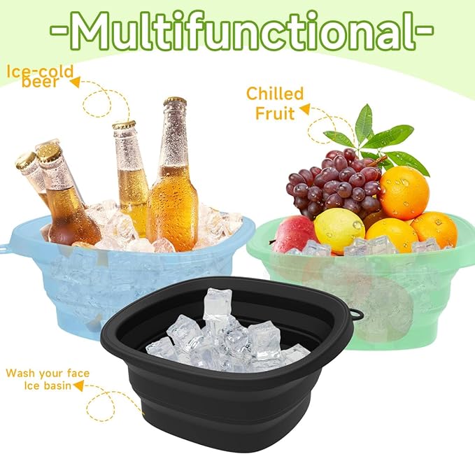 Face Bowl for Ice with Built-in IceTray,Collapsible Silicone Face Ice Bowl – Cold Plunge Therapy for Skin Tightening & Facial Treatment– Portable Spa Tool for Home & Travel（Pink) ﻿