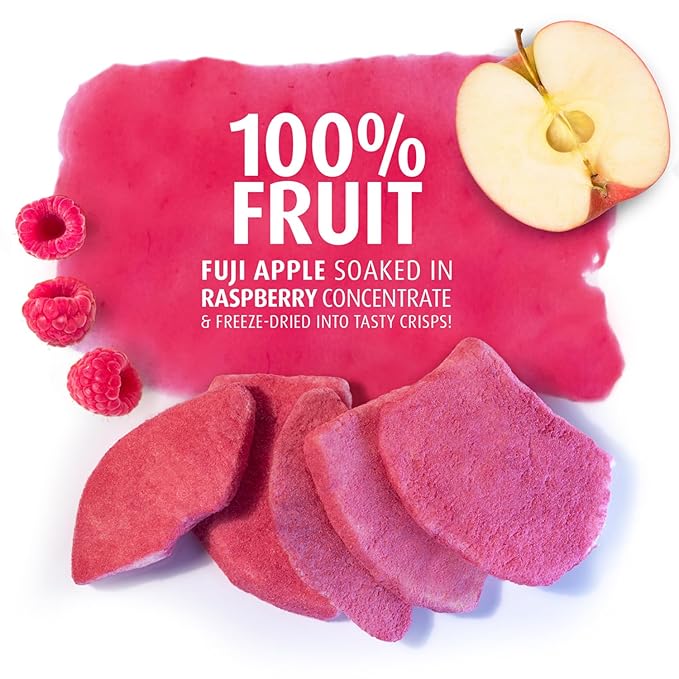 Brothers All Natural Infused Freeze Dried Fruit Crisps, Fuji Apple Infused with Raspberry, 0.85 Oz (Pack of 8), Made with 100% Fruit, Gluten Free, Soy Free, Vegan, Heathy Snack, Resealable Pouch