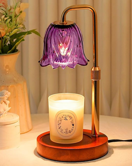 Flower Candle Warmer Lamp with Timer Dimmable, Candle Warming Lamp Height Adjustable, for Women Mom, Wax Melt Warmer for Jar Candles, House Warming Gifts New Home Decor