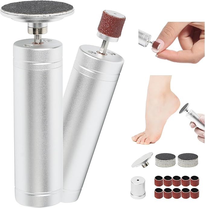 Electric Foot Callus Remover, 2 in 1 Electric Nail File Kit, Multispeed Adjustable Foot Scrubber with Sandpaper Disk, Foot File Pedicure Tools for Feet Dead Skin