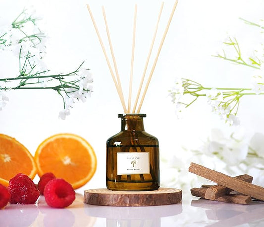 PRISTINE Swiss Château/Inspired by Hilton Reed Diffuser - Home & Bathroom | Fresh Cut Rose, Tangerine, Cedarwood Oil Reed Diffuser Set | Oil & Reed Diffuser Sticks, Home & Office Decor, Fragrance Gift