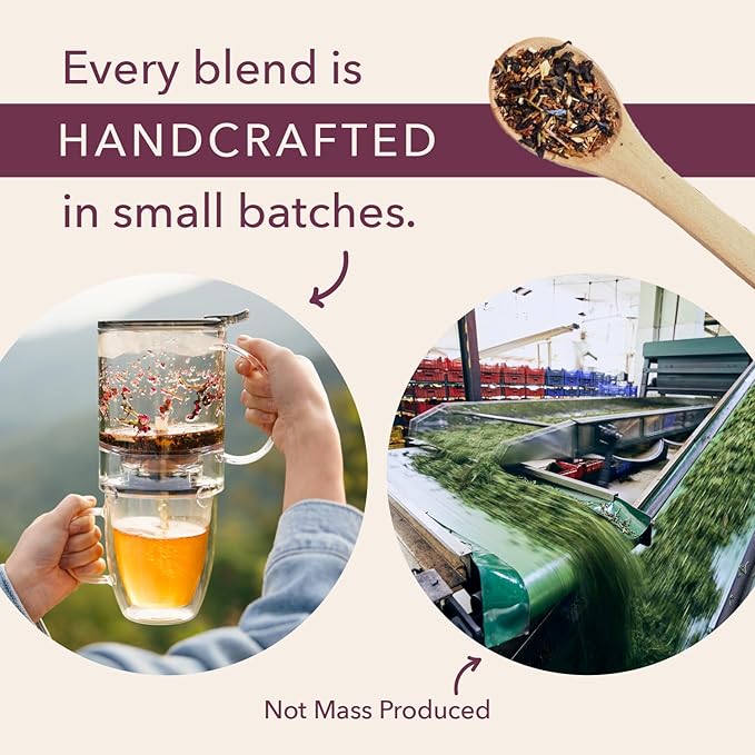 Herbal Tea Sampler – 5 Caffeine-Free Loose Leaf Blends for Sleep and Relaxation, Fruity and Dessert-Inspired Flavors, 75 to 100 Cups – Handcrafted in USA – Plum Deluxe