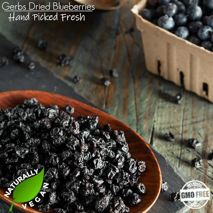 Gerbs Dried Blueberries 4 lbs. | Unsulfured, No Additives, Resealable Bag | Naturally Sweet & Tart | Top 14 Allergen-Free
