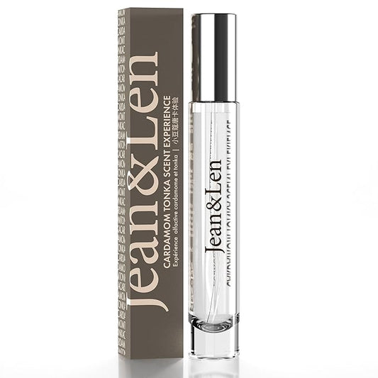 Jean & Len Scent Experience Cardamom & Tonka, Eau de Toilette with cardamom & tonka fragrance, practical mini perfume, ideal for on the go, minimalistic glass bottle, 0.34 Fl. Oz.