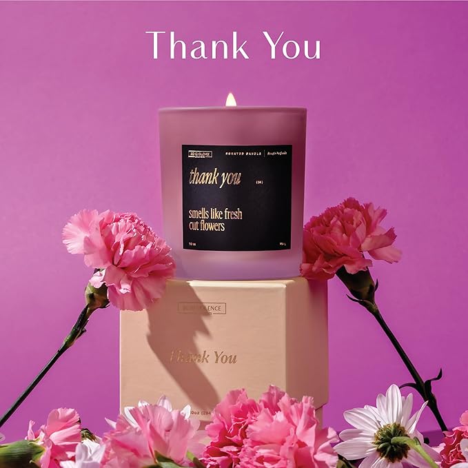Benevolence LA Thank You Scented Candles | 10 oz, 40-50 Hour Burn, Thank You Gifts for Women, Men Coworkers | Appreciation Gifts for Best Friend | Spring Candles - Smells Like Fresh Cut Flowers