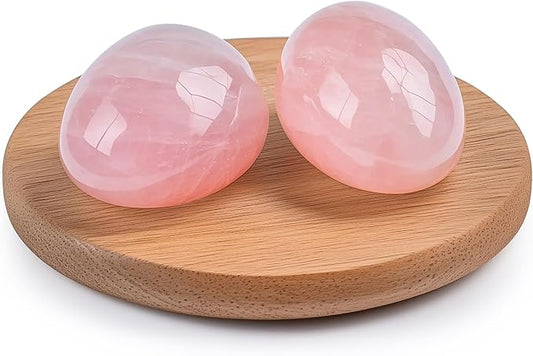 Polished Rose Quartz Crystal Stones - 2 Pcs of 1.2" Worry Stone for Anxiety, Pocket Palm Stone Super Large Handpicked Natural Tumbled Gemstones for Meditation, Reiki, Chakra Healing, Home Decor